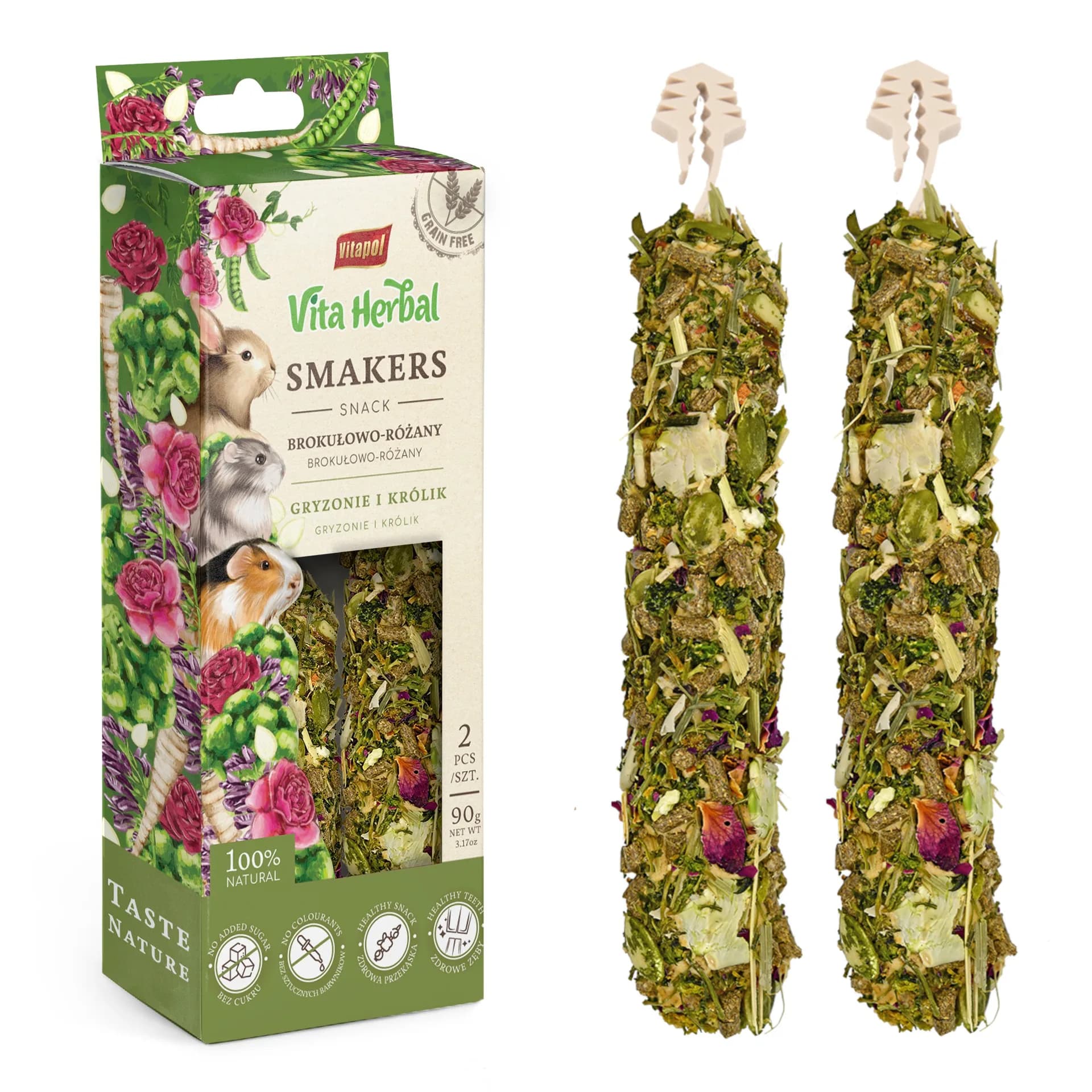 Vitapol Vita Herbal Smakers brokułowo-różany dla gryzoni i przysmak królika 1 szt. 90 g