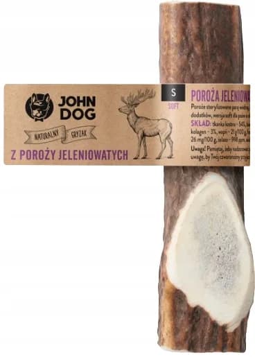 John Dog Naturalny gryzak Poroże Jelenia dla psa Soft około S 9 cm