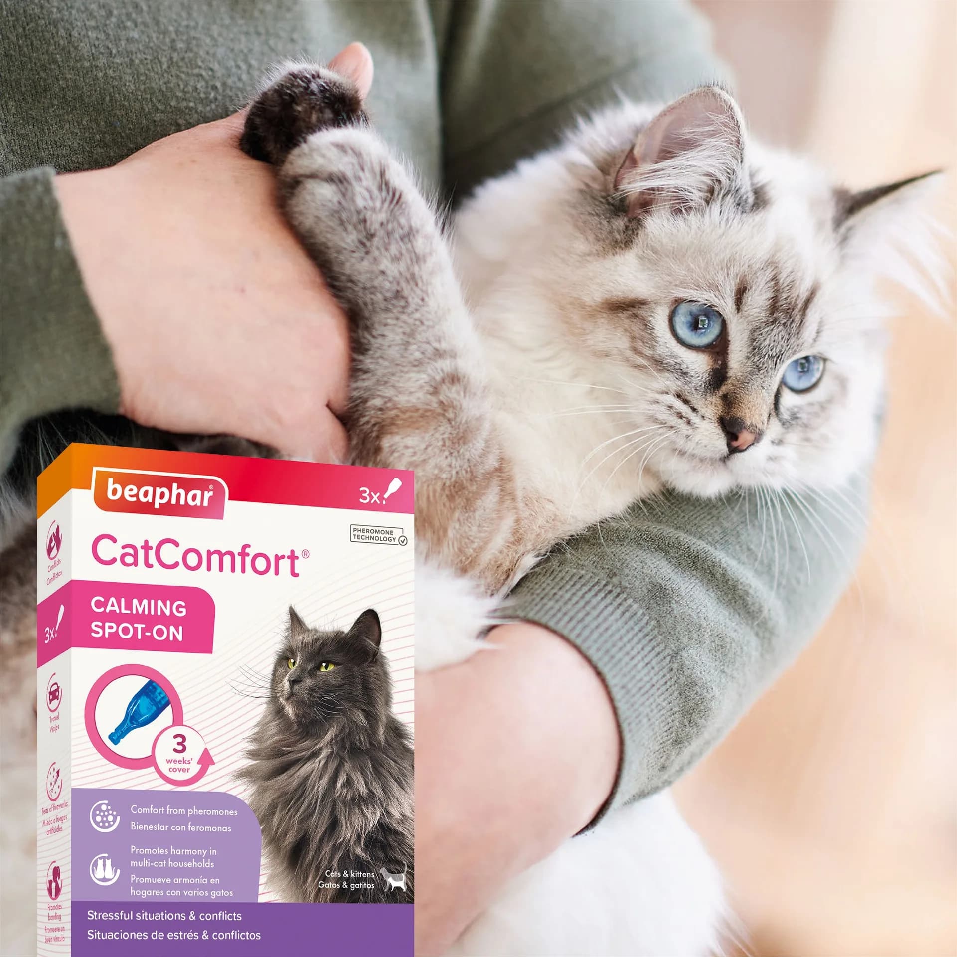 Beaphar CatComfort Calming Spot-on krople uspokajające z zawartością feromonów dla kotów