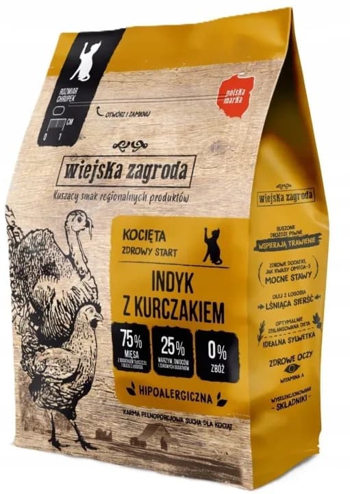 Wiejska Zagroda Karma sucha dla kociąt Indyk z kurczakiem