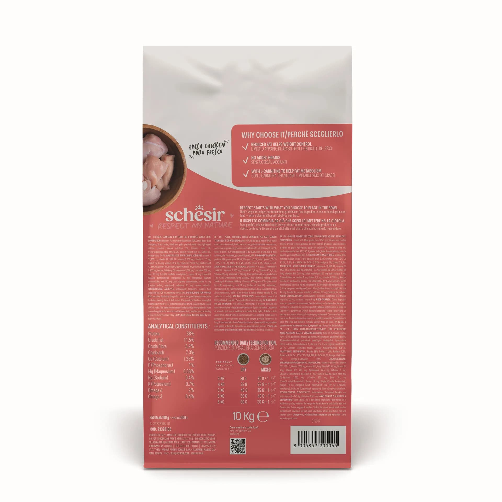 Schesir Animal Monoprotein Formula Sterilized karma sucha dla kota po sterylizacji kurczak worek – 10 kg