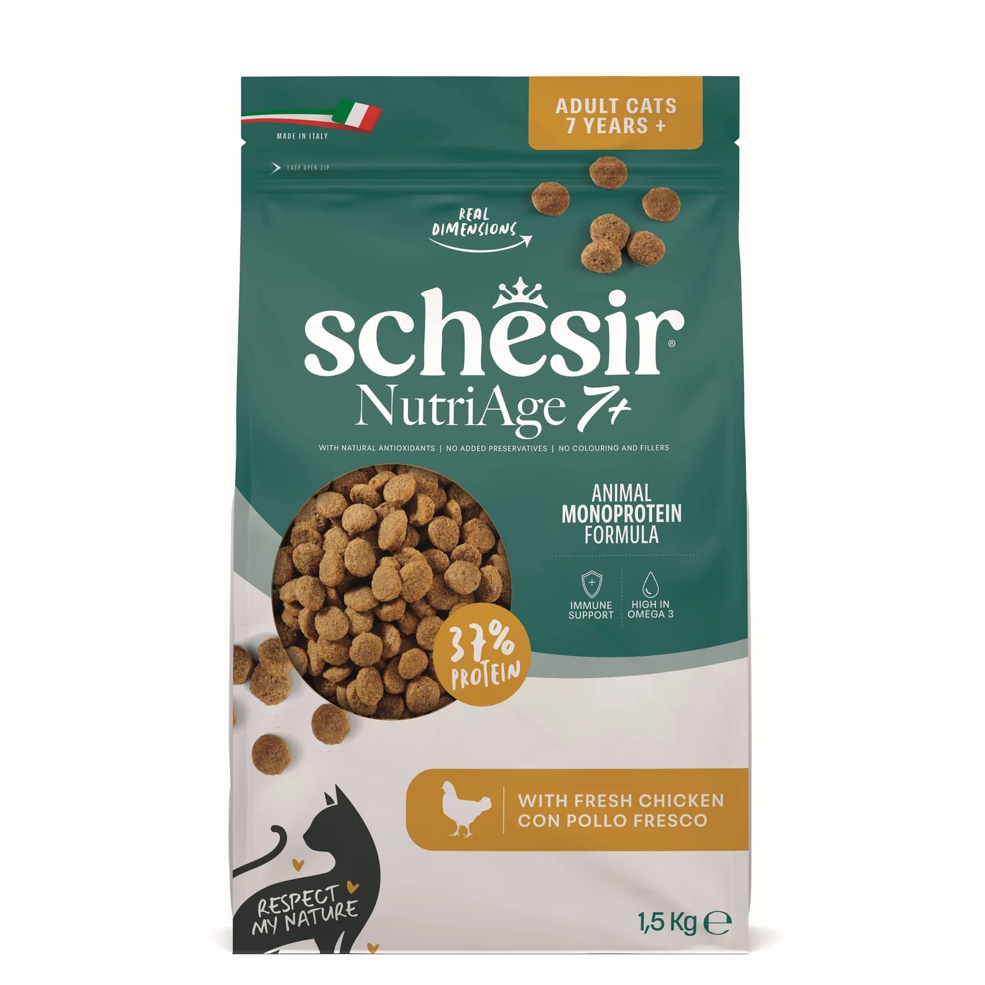Schesir Animal Monoprotein Formula Nutriage 7+ karma sucha dla kotów pow. 7 roku życia kurczak – 15 kg