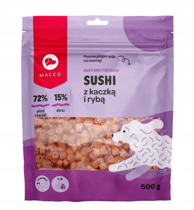 Maced Przysmaki Treningowe dla psa Trenerki Sushi Kaczka z Rybą 500 g