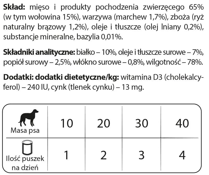 Dolina Noteci Premium bogata w wołowinę dla psa – 800 g