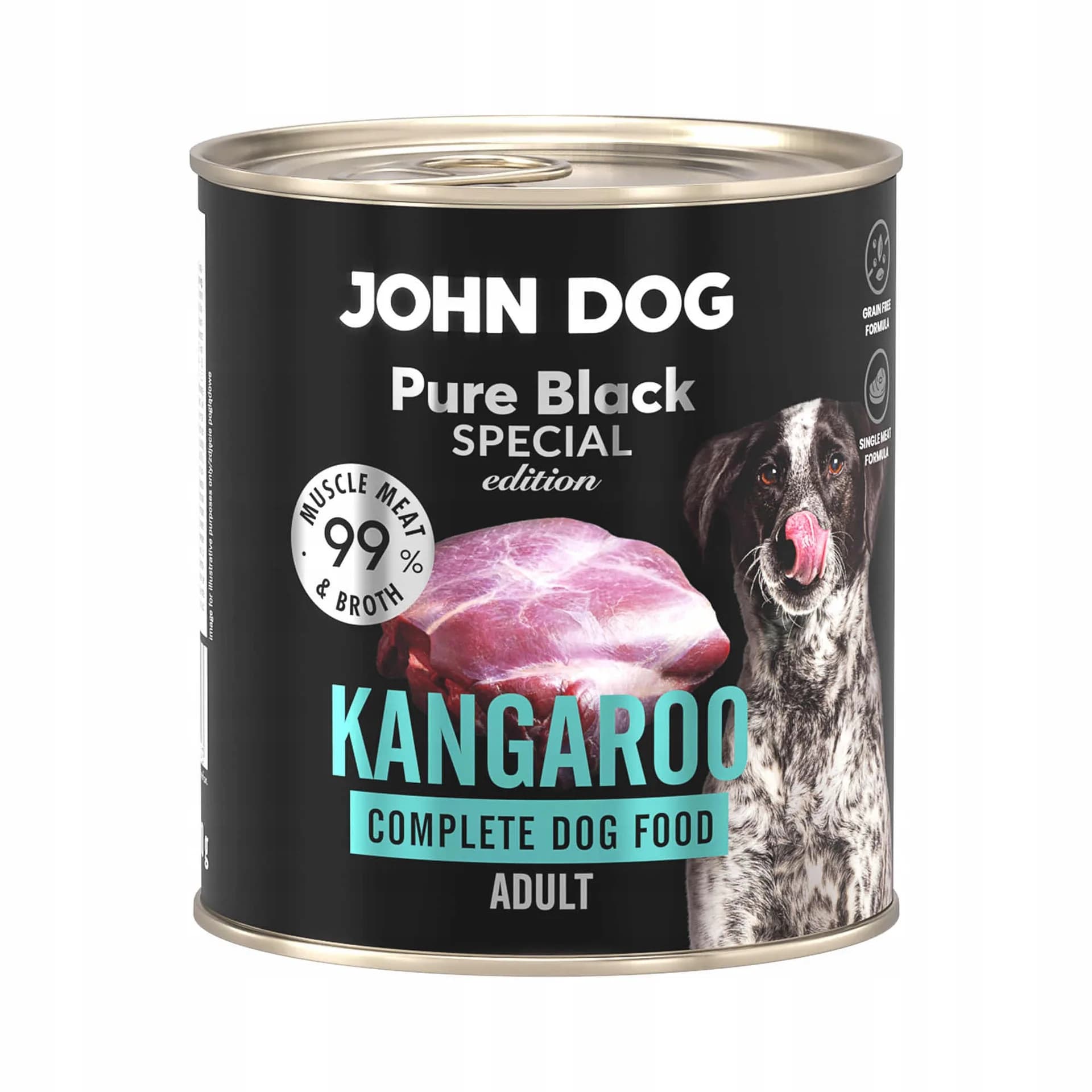 John Dog Pure Black Special Edition karma mokra dla dorosłych psów z kangurem 99% – 800 g