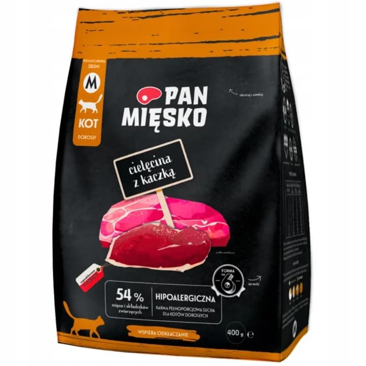 Pan Mięsko Karma sucha dla kota Cielęcina z kaczką M