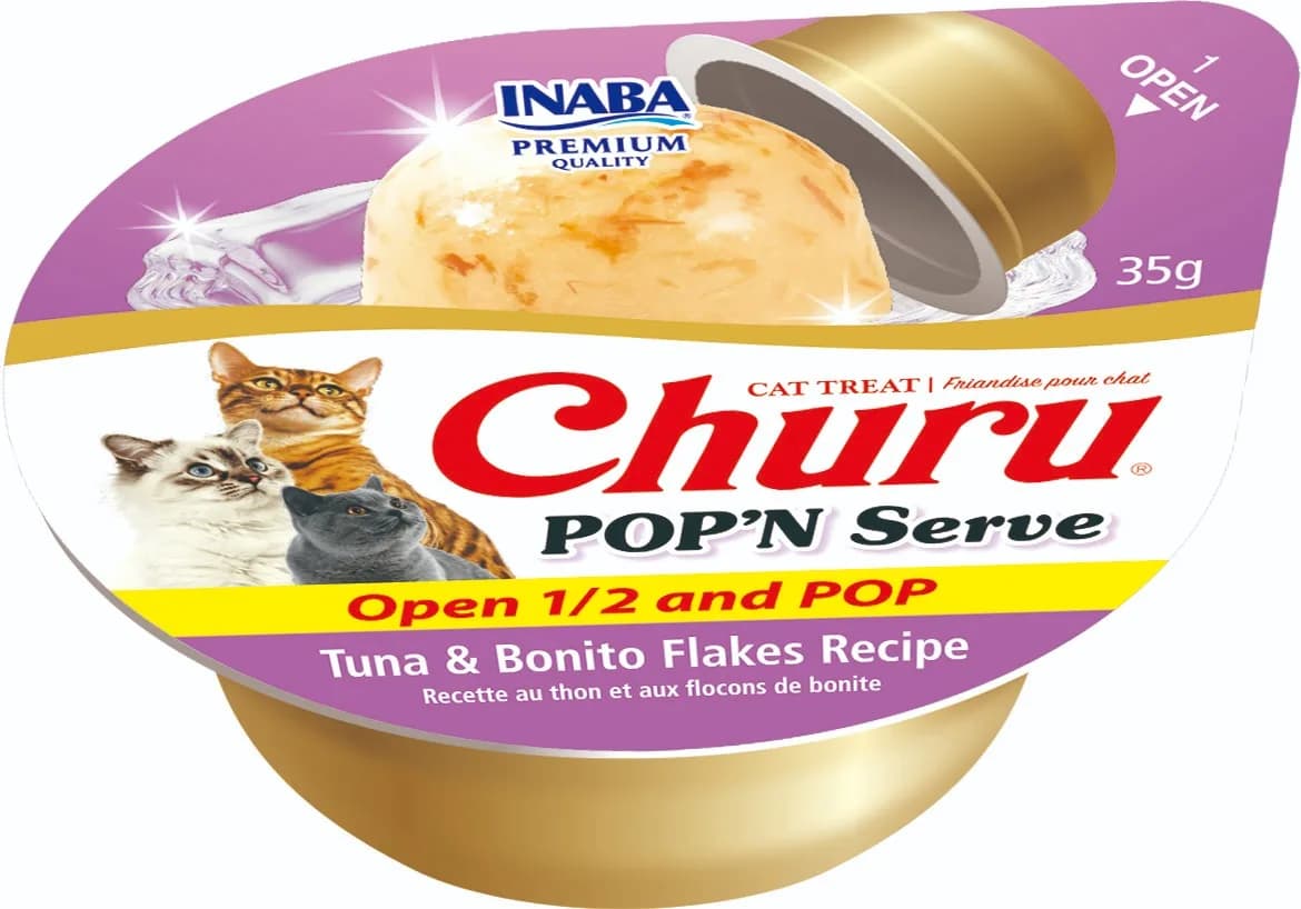 INABA Churu Pop’n Serve Tuna & Bonito Flakes Recipe przysmak dla kotów 2 × 35 g 70 g