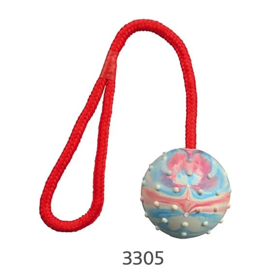 Trixie Piłka na sznurku z naturalnej gumy/ø – petrol / pomarańczowy, 30 cm