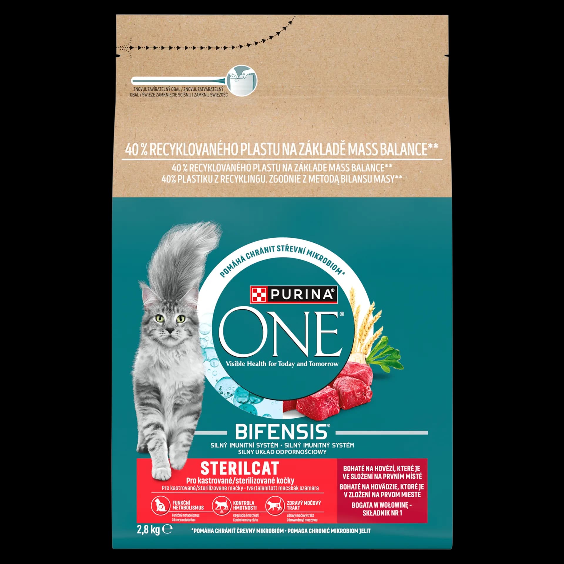 Purina ONE Bifensis Sterilcat Karma dla dorosłych kotów bogata w wołowinę – 2,8 kg