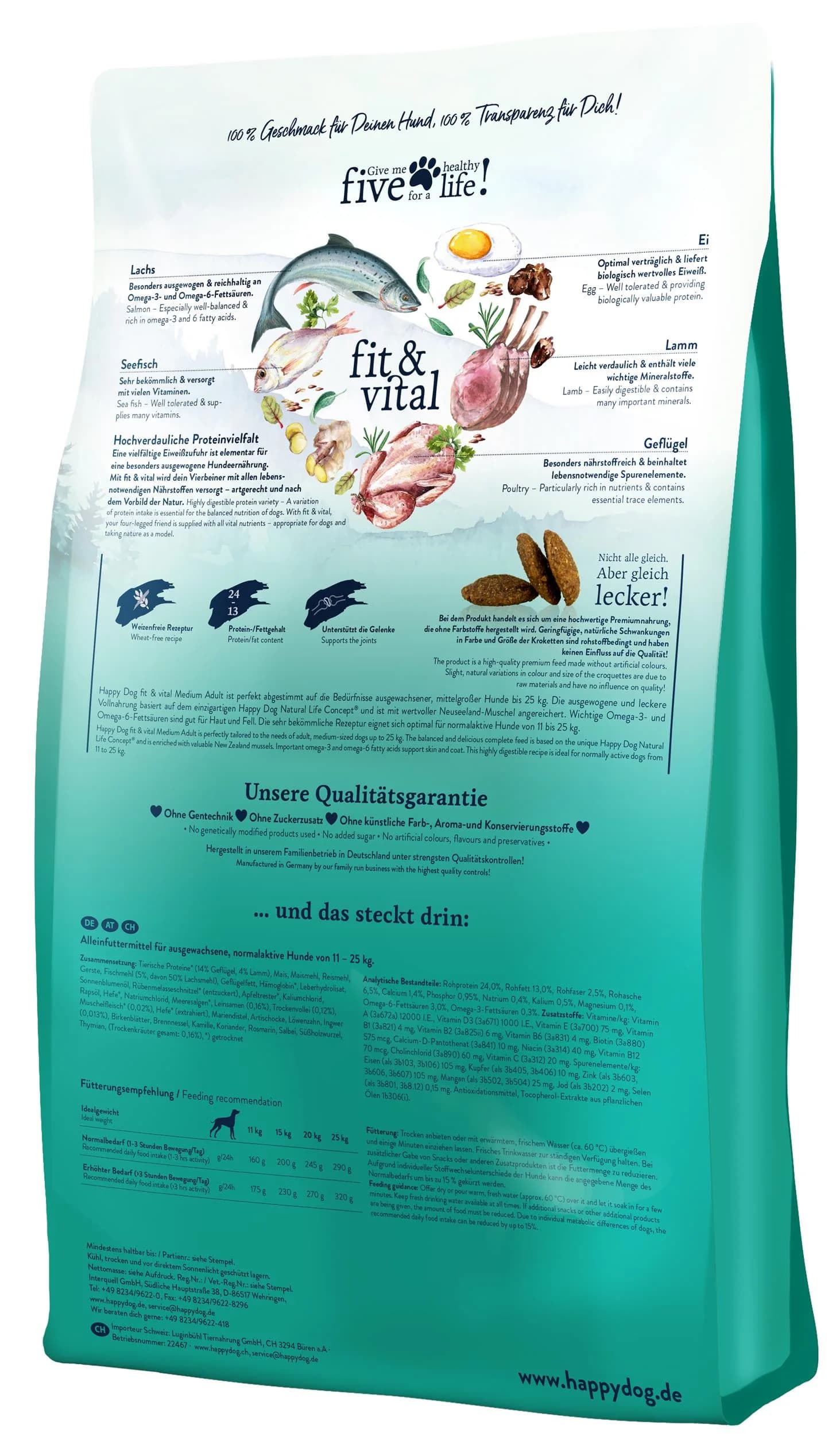 Happy Dog Fit & vital Medium Adult karma sucha dla dorosłych psów ras średnich – 4 kg