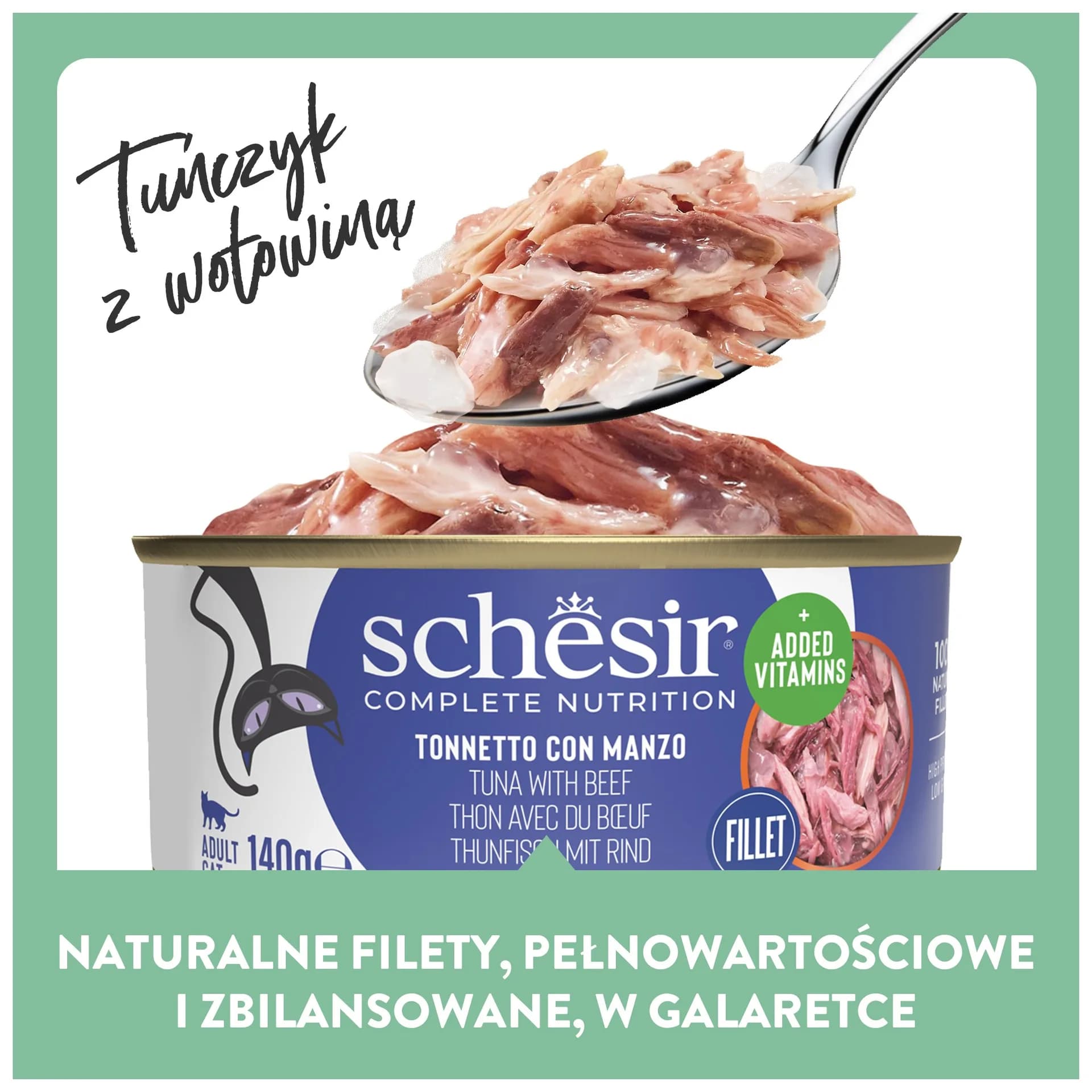 Schesir Karma mokra dla kota tuńczyk z wołowiną w galarecie – 140 g