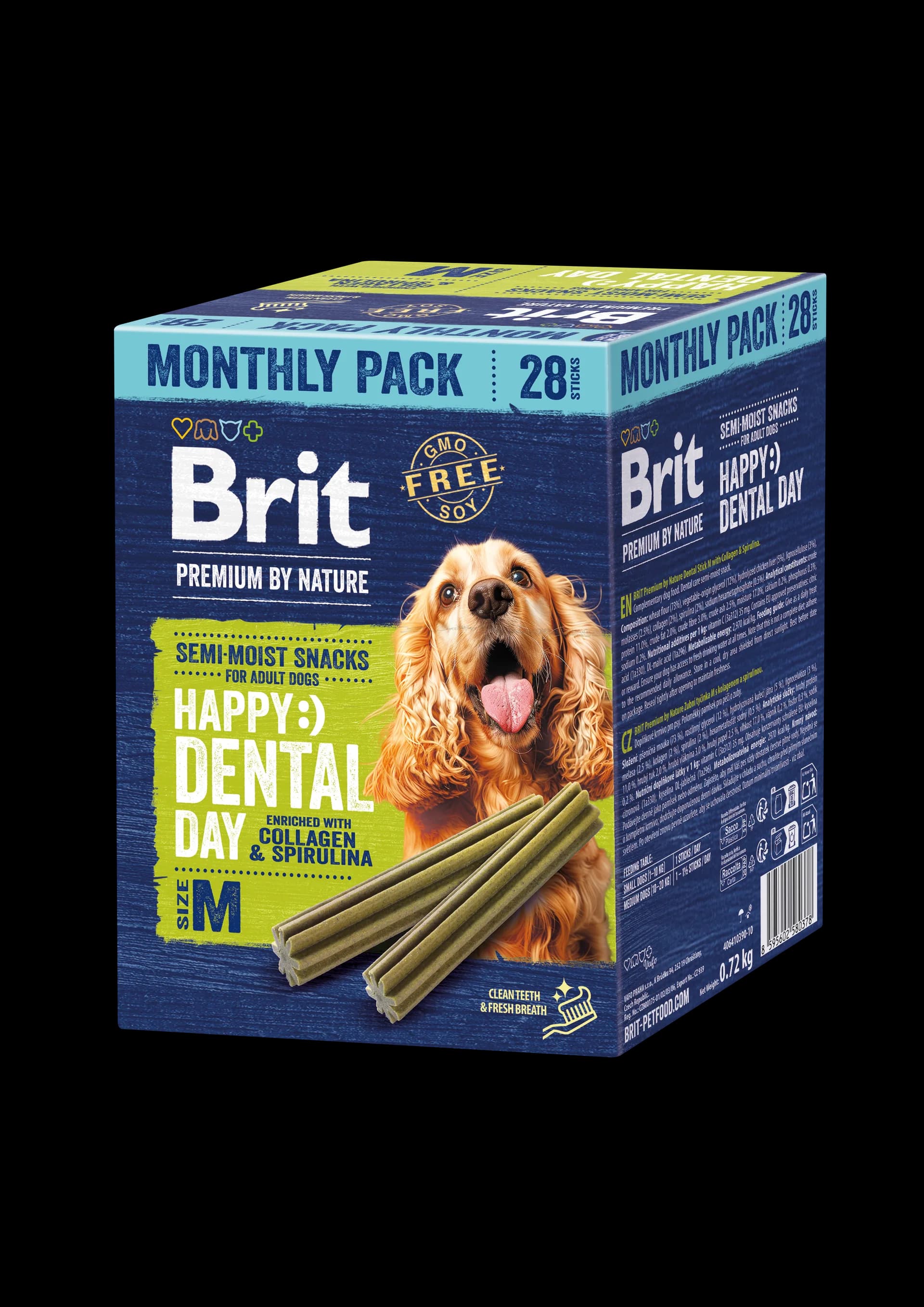 Brit Premium by Nature Semi-moist Snacks Dental Stick with Collagen & Spirulina MultiPack M 28 szt.