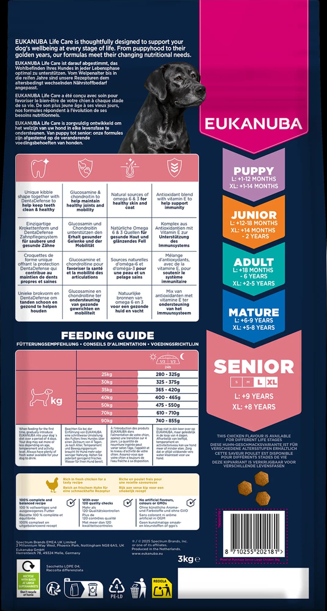 Eukanuba Life Care Senior Large Breed karma sucha ze świeżym kurczakiem dla starszych psów dużych i olbrzymich ras – 3 kg