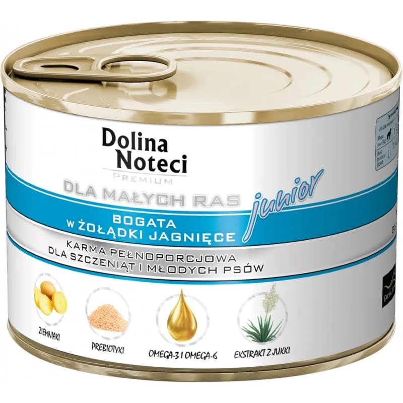 Dolina Noteci Premium junior karma mokra dla szczeniąt i młodych psów bogata w żołądki jagnięce 185 g