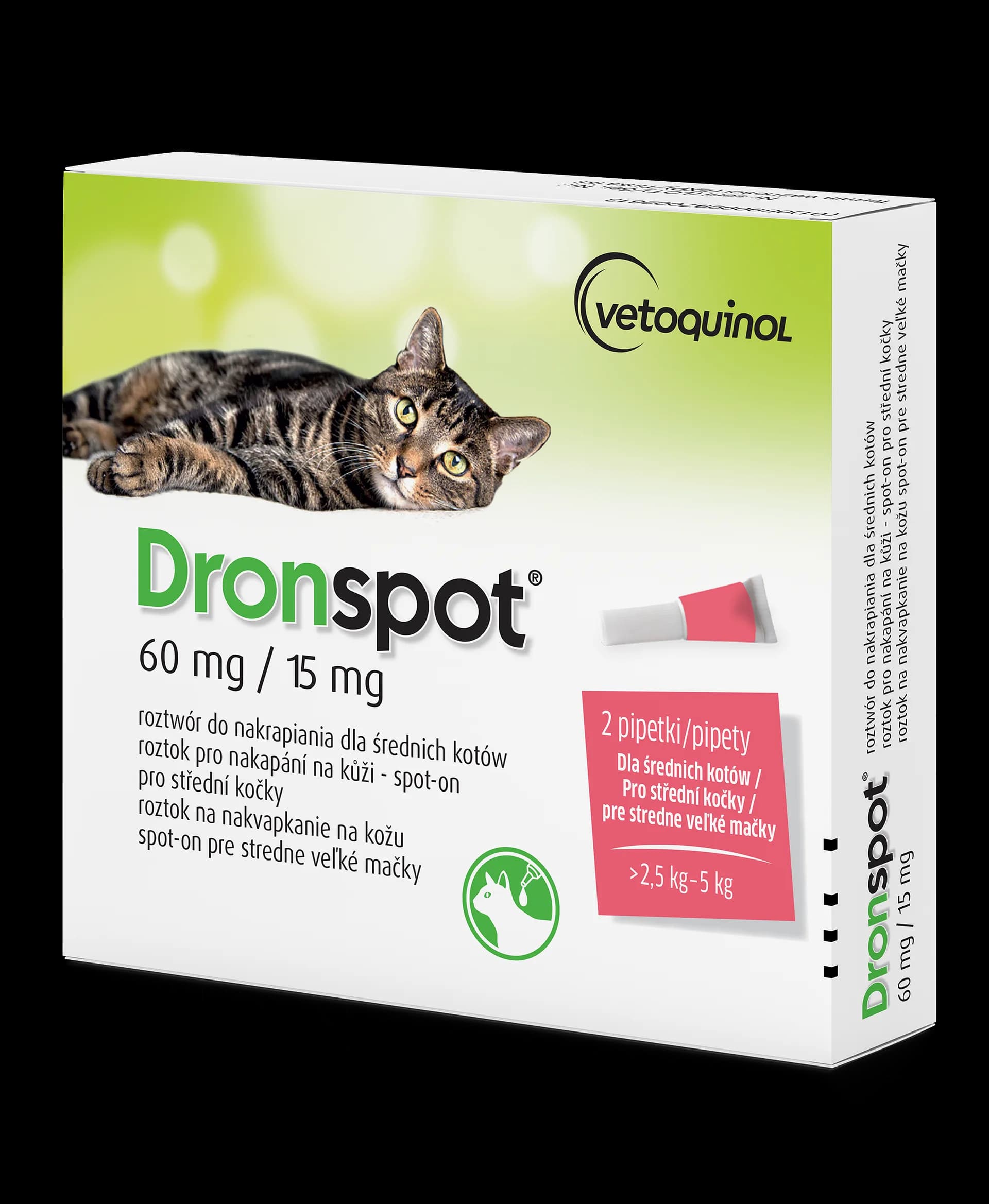 Vetoquinol Dronspot dla średnich kotów / 60 mg 15 mg