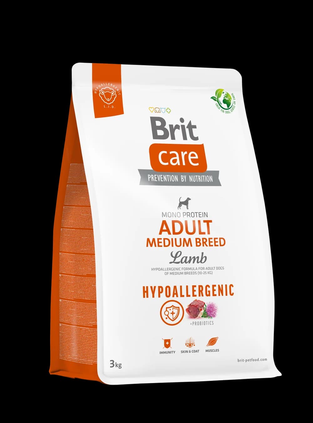 Brit Care Dog Hypoallergenic Adult Medium Breed karma sucha z jagnięciną i ryżem dla dorosłych psów średnich ras – 3 kg