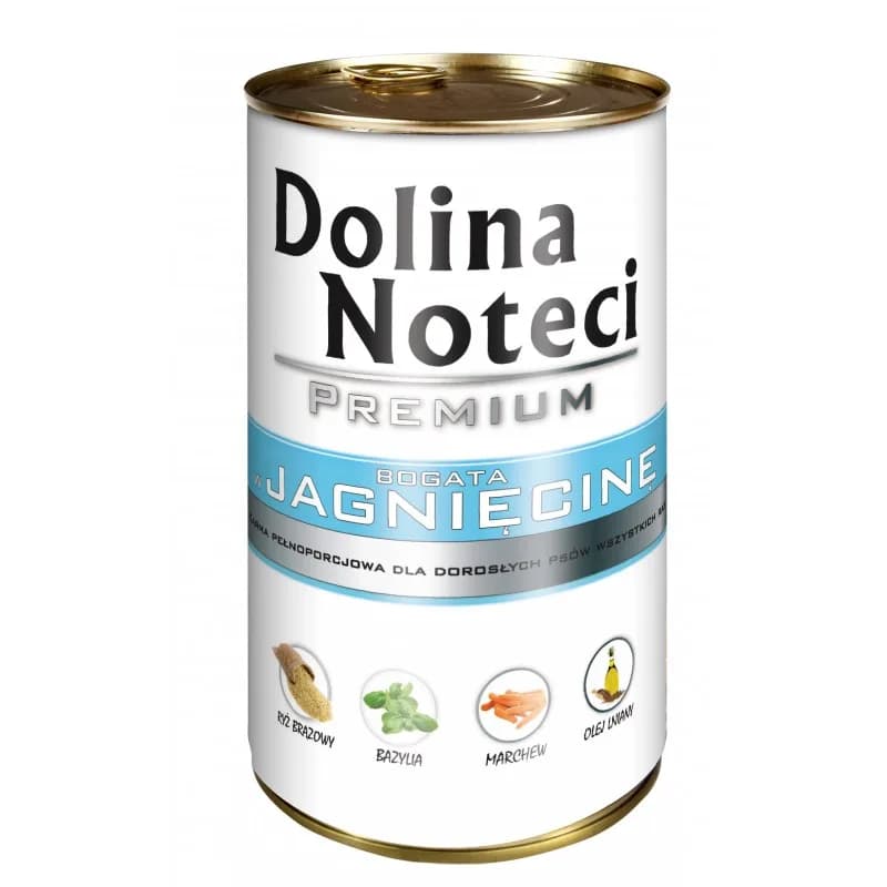 Dolina Noteci Premium bogata w karma mokra dla dorosłych psów jagnięcina