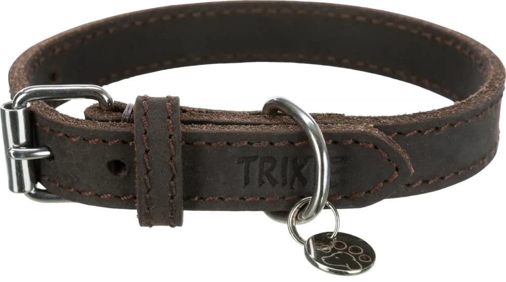 Trixie Rustic obroża dla psa ciemnobrązowa, z grubej skóry – brązowy, S-M