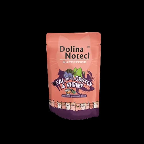 Dolina Noteci Superfood karma mokra dla dorosłych kotów cielęcina z homarem i krewetkami 85 g