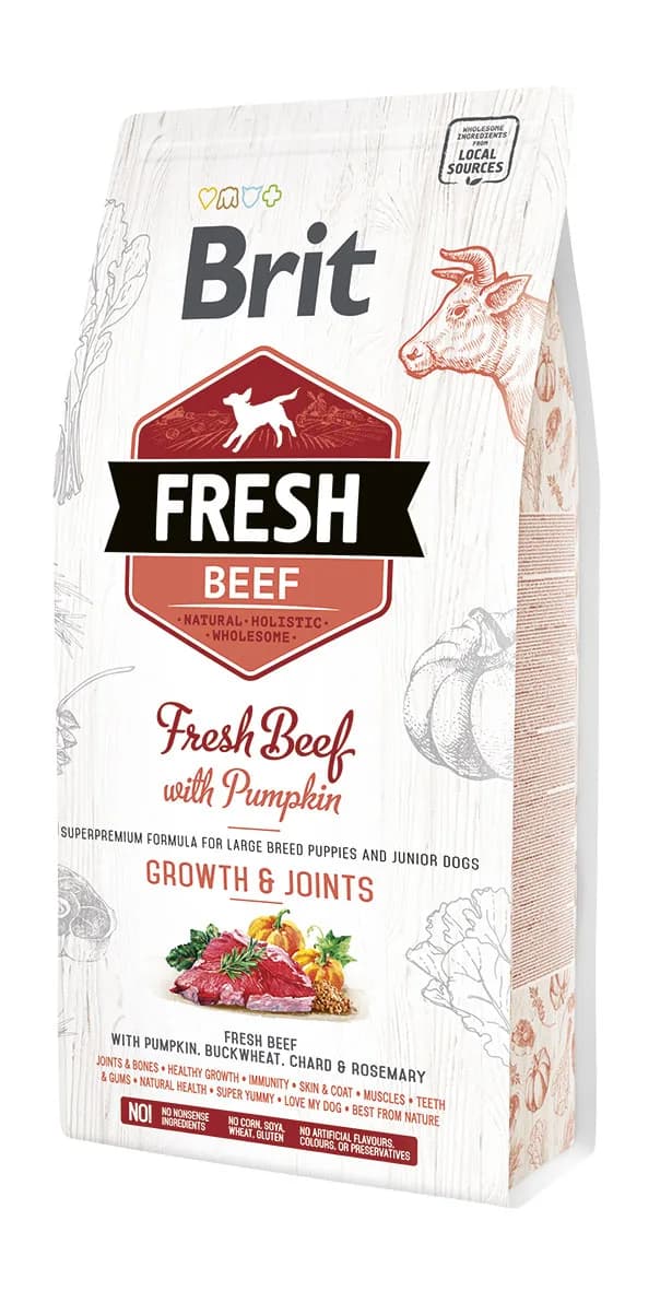 Brit Fresh Beef with Pumpkin Puppy Large - karma sucha z wołowiną i dynią dla szczeniąt dużych ras – 12 kg