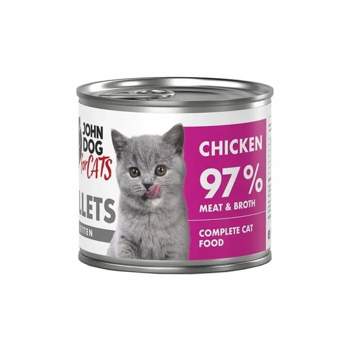 John Dog for Cats Mokra karma dla kociąt Filety z kurczaka 140 g