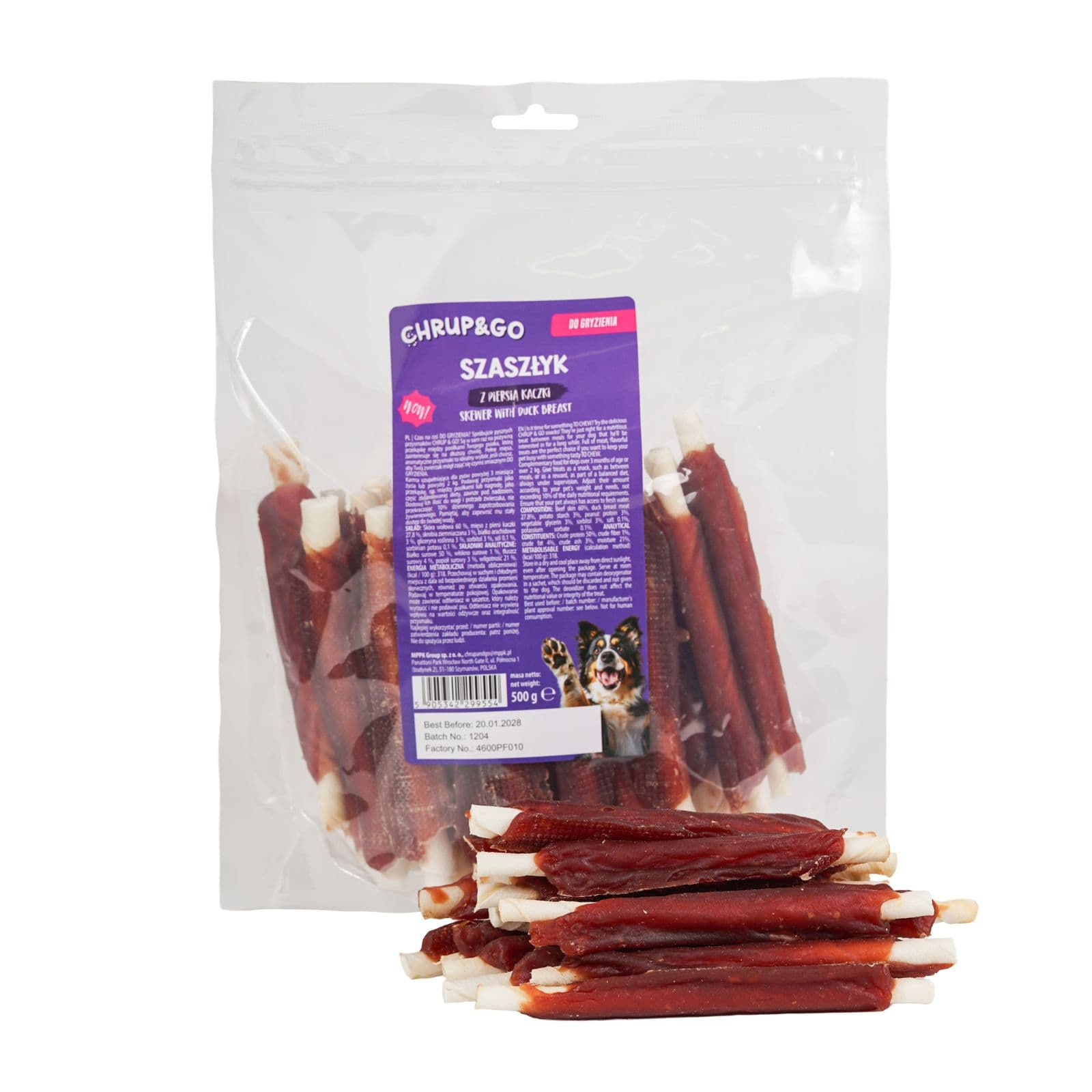 Chrup&Go Przysmak dla psa szaszłyk z piersią kaczki 500 g