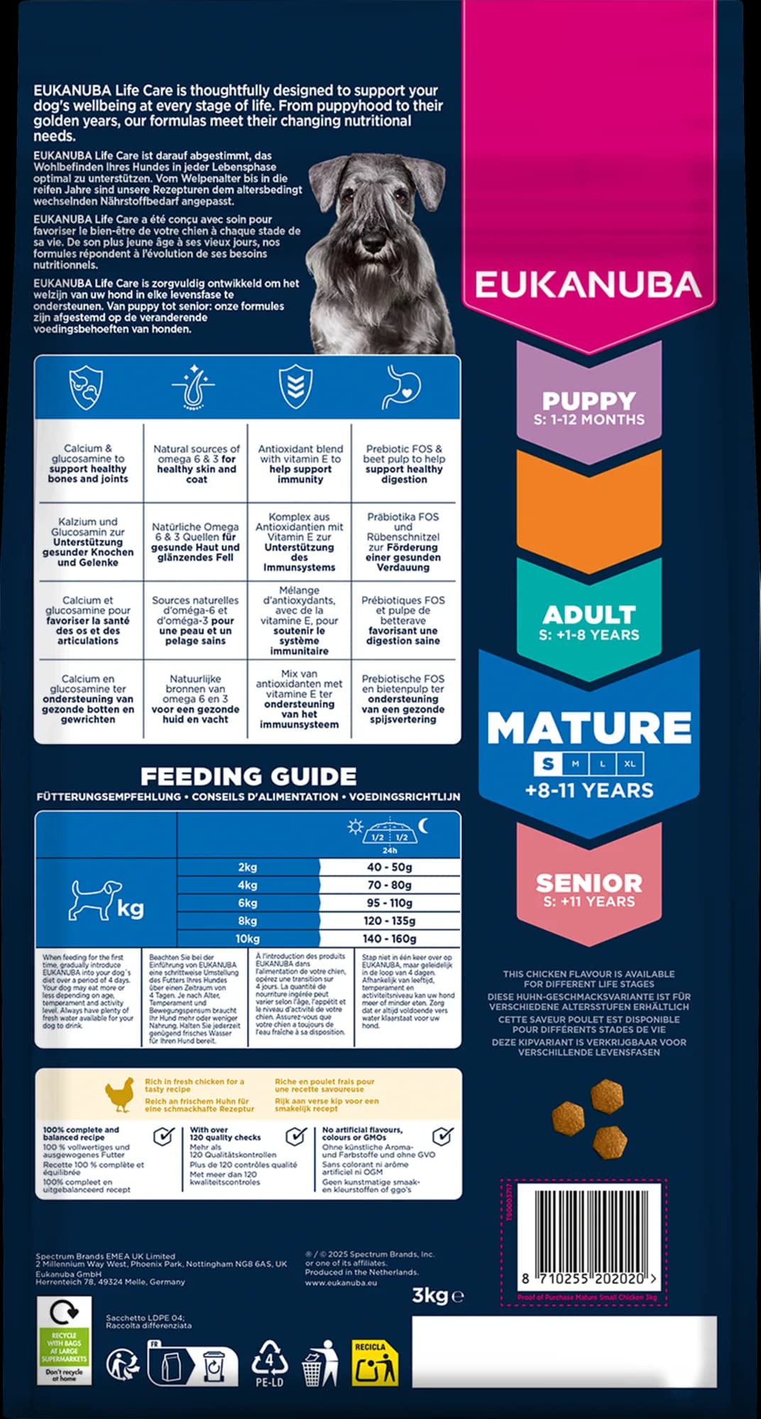 Eukanuba Dog life care mature sucha karma dla dojrzałych psów małych ras kurczak – 3 kg