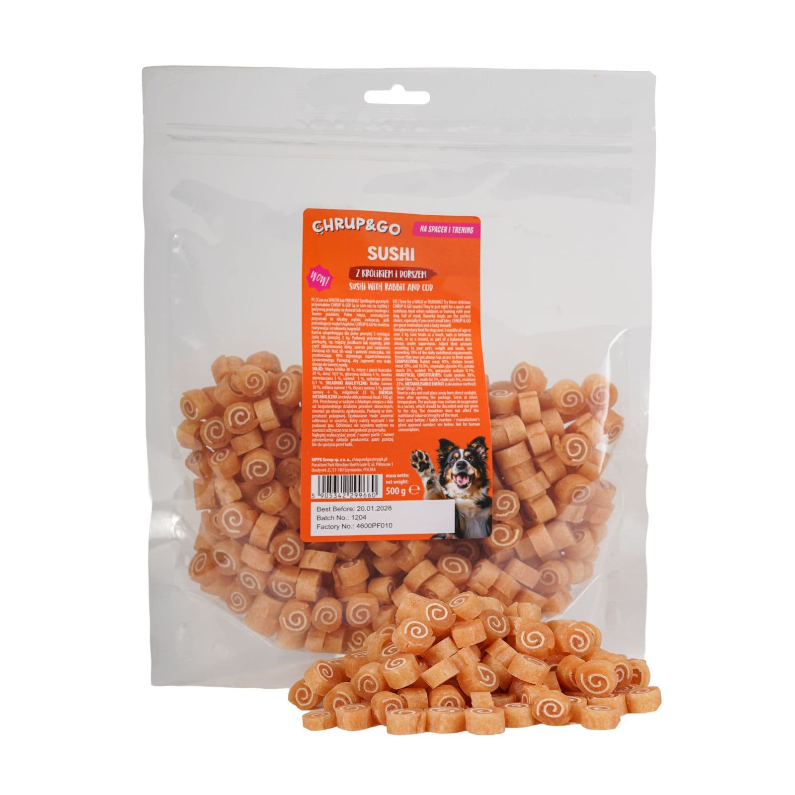 Chrup&Go Przysmak dla psa Sushi z królikiem i dorszem 500 g