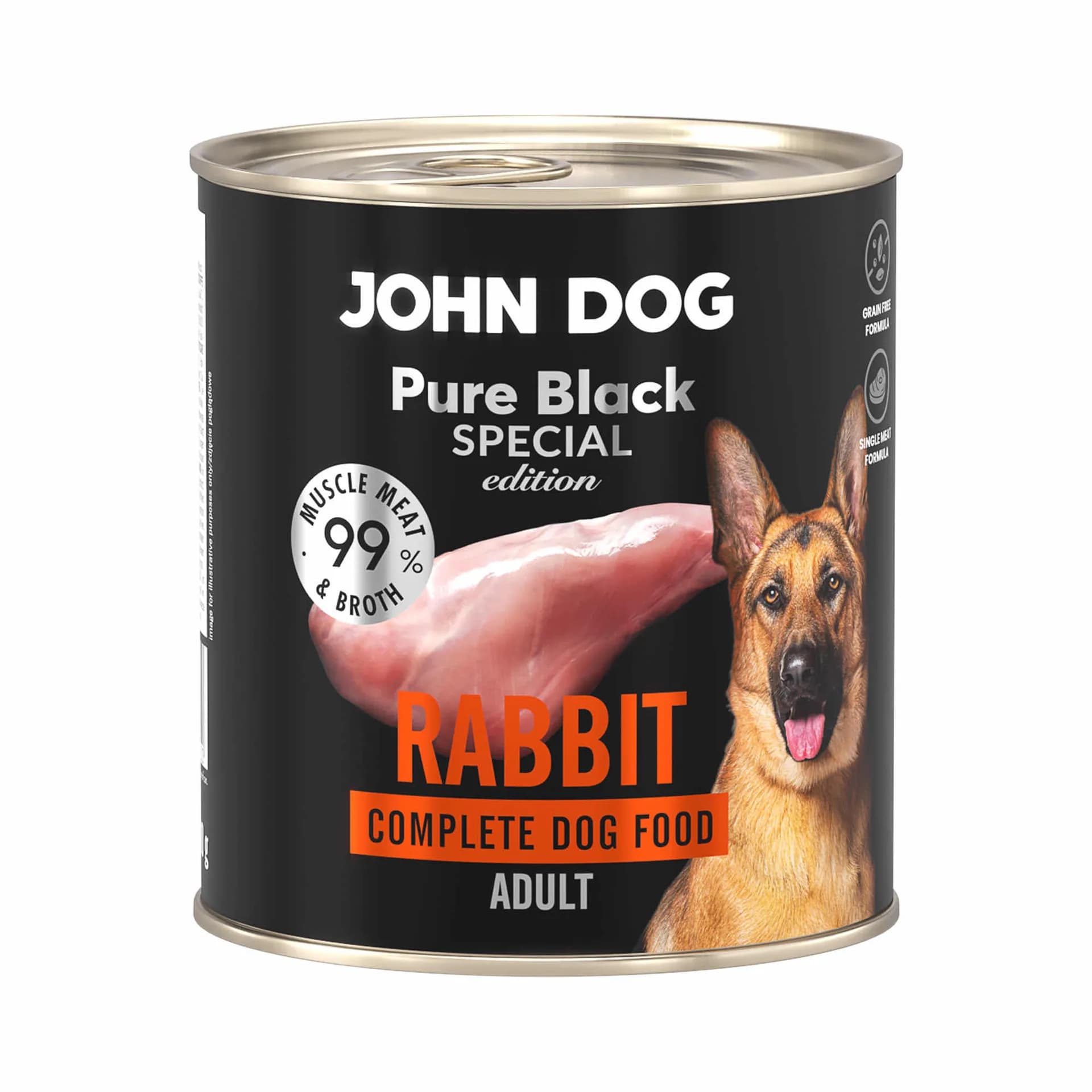 John Dog Pure Black Special Edition Karma Mokra dla psa z Królikiem – 800 g