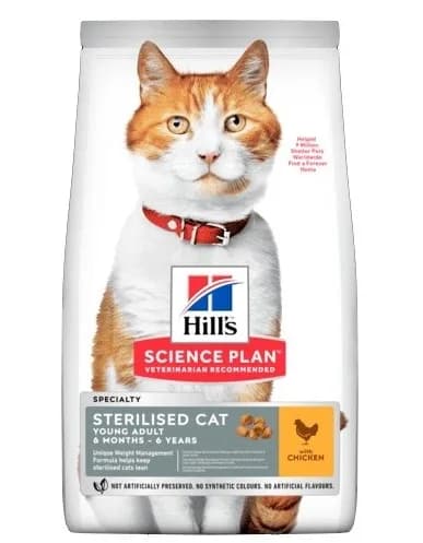 Hill's Science Plan Feline Young Adult Sterilised Cat karma sucha dla dorosłych kotów Kurczak 3 kg