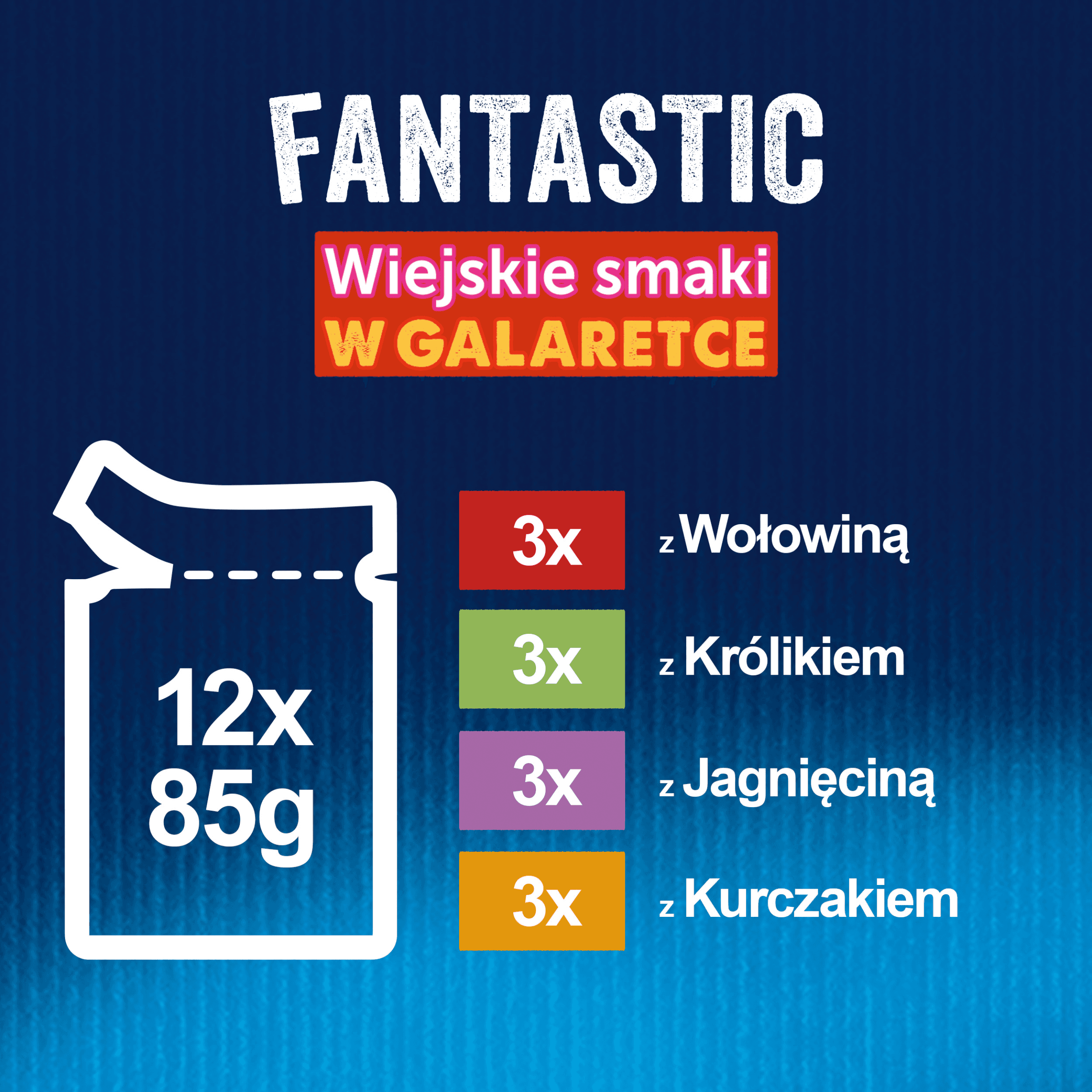 Felix Fantastic saszetki karma mokra dla dorosłych kotów mięso 12 × 85 g