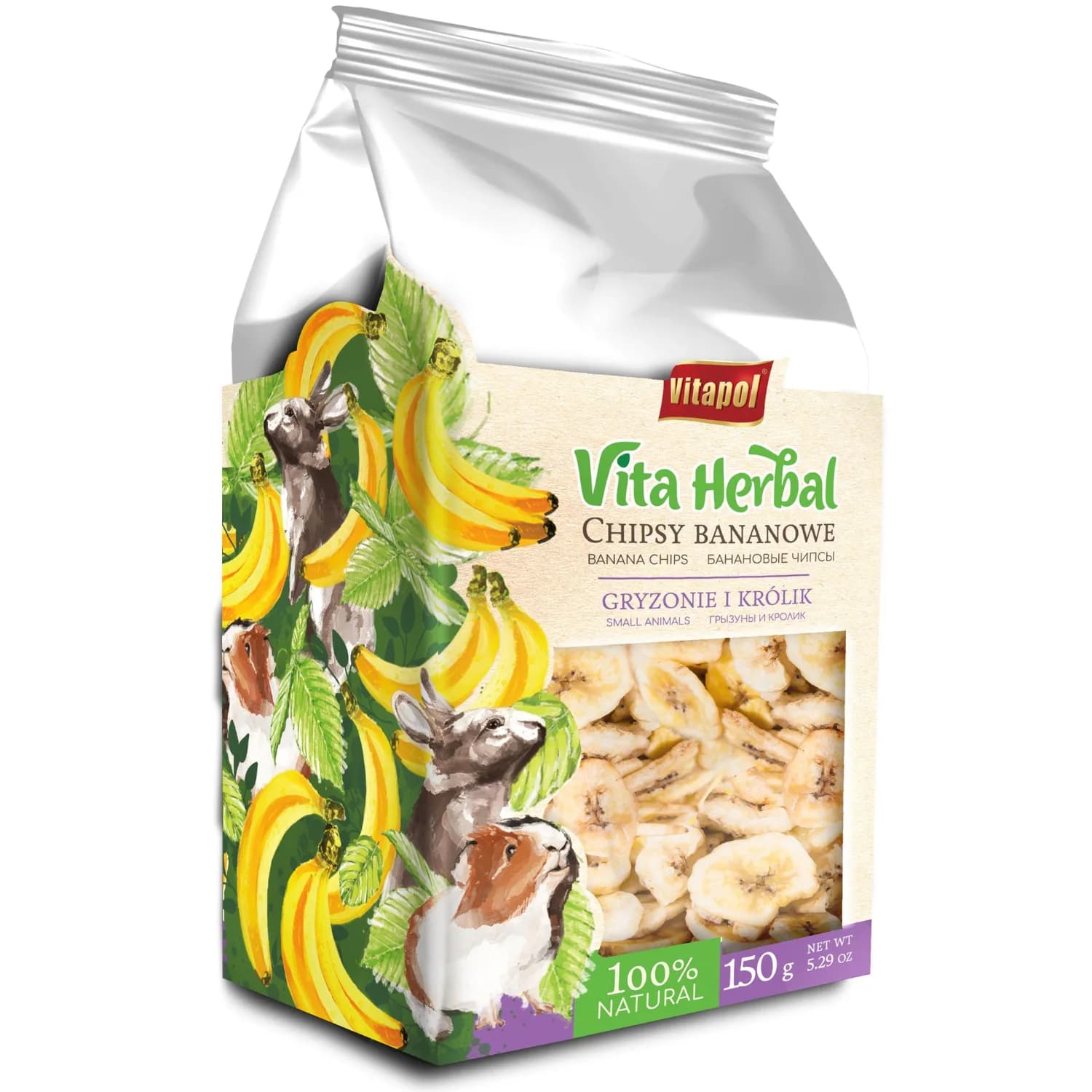 Vitapol Chipsy bananowe przysmak dla gryzoni i królików 150 g