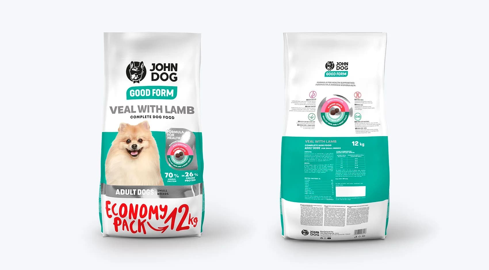 John Dog Good Form karma sucha małe rasy cielęcina z jagnięciną – 12 kg