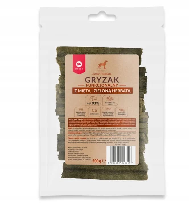 Maced Gryzak Funkcjonalny Indyk z Miętą i Zieloną Herbatą Przysmak psa – 500 g