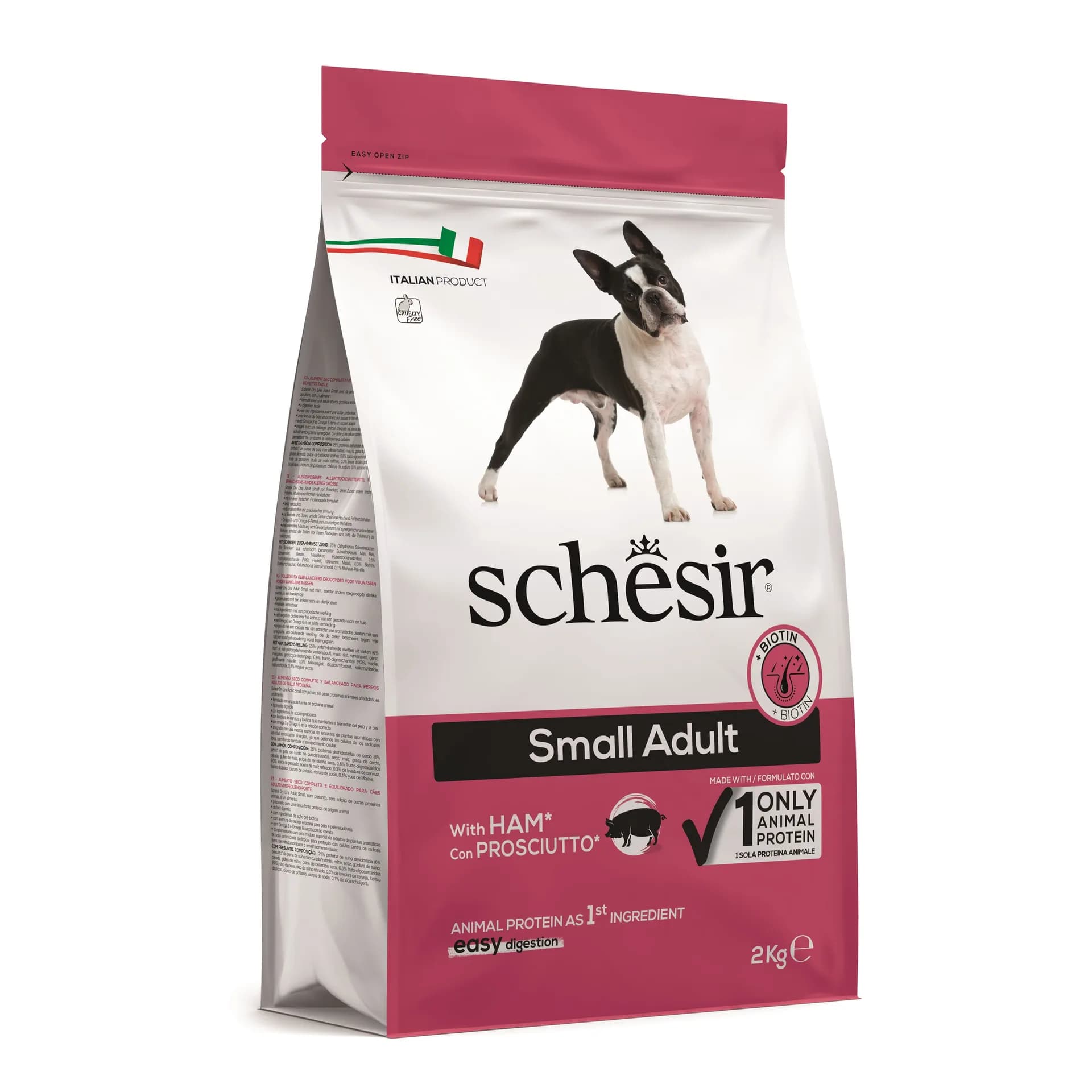 Schesir Original Small Adult With Ham karma sucha z wieprzowiną i szynką dla dorosłych psów małych ras – 2 kg