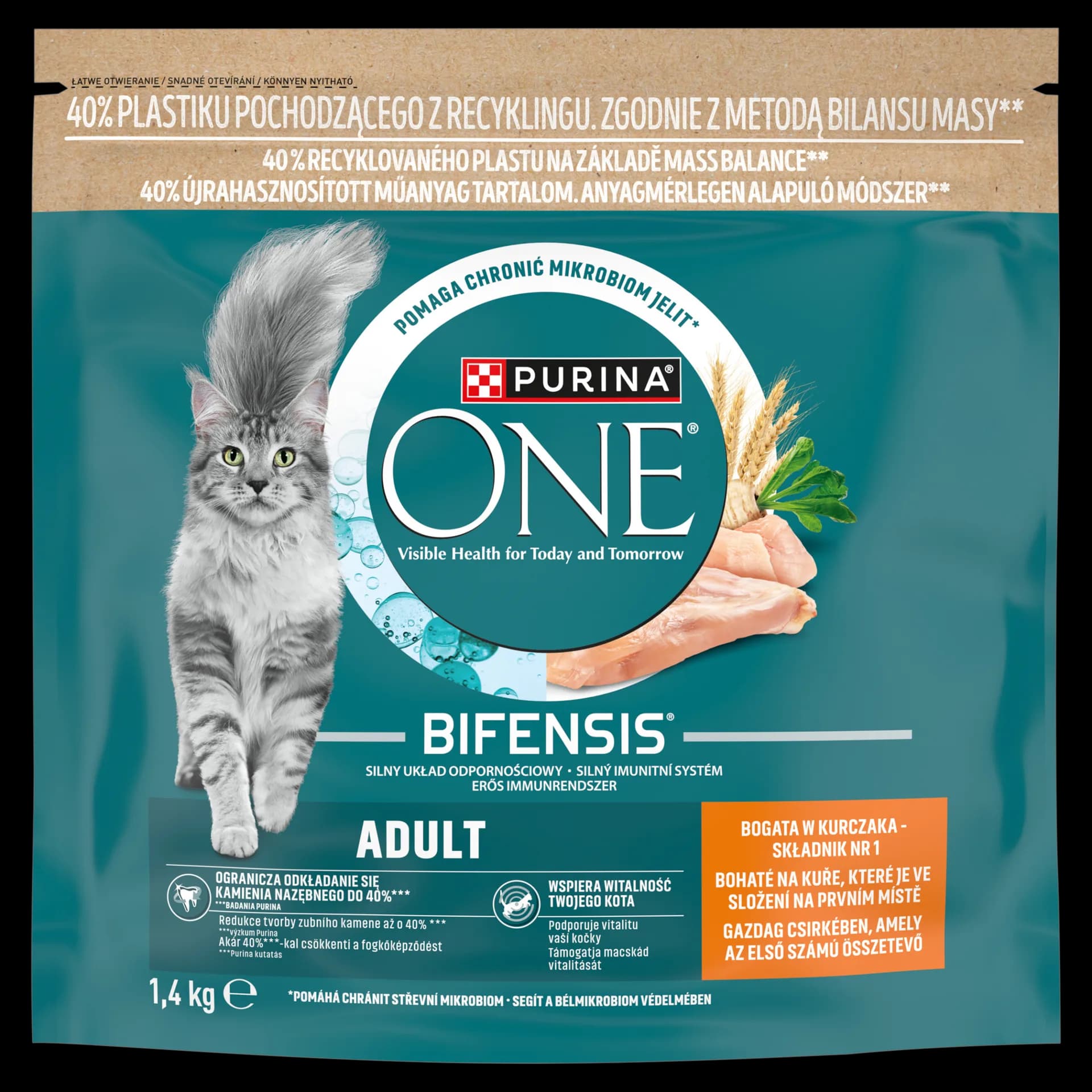 Purina ONE Bifensis Adult Karma dla dorosłych kotów bogata w kurczaka – 1,4 kg