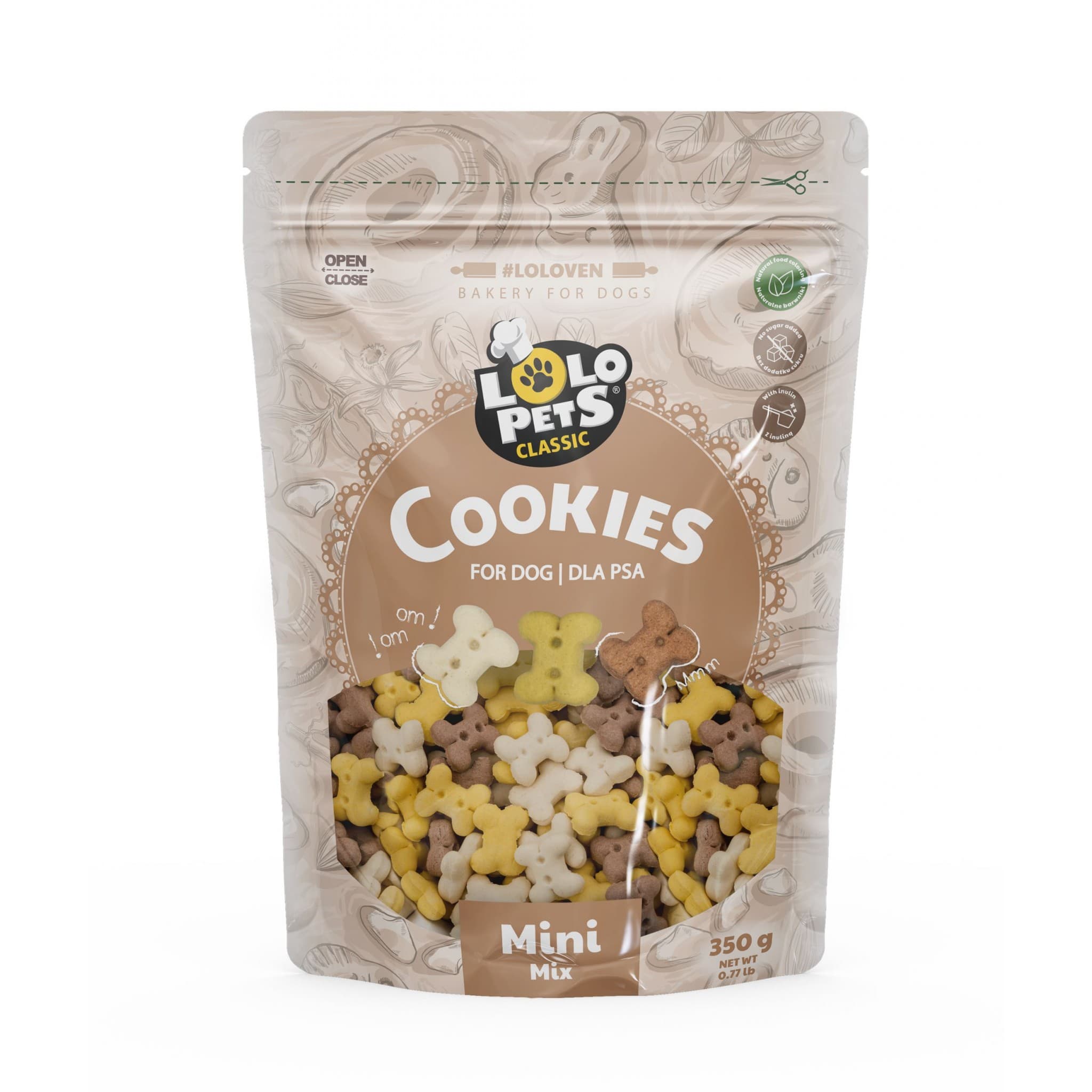 Lolo Pets Ciastka przysmak dla psów kości mini mix w folii doypack 350 g