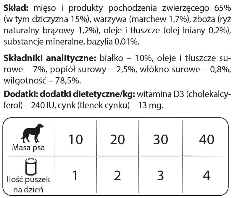 Dolina Noteci Premium bogata w dziczyznę dla psa – 800 g