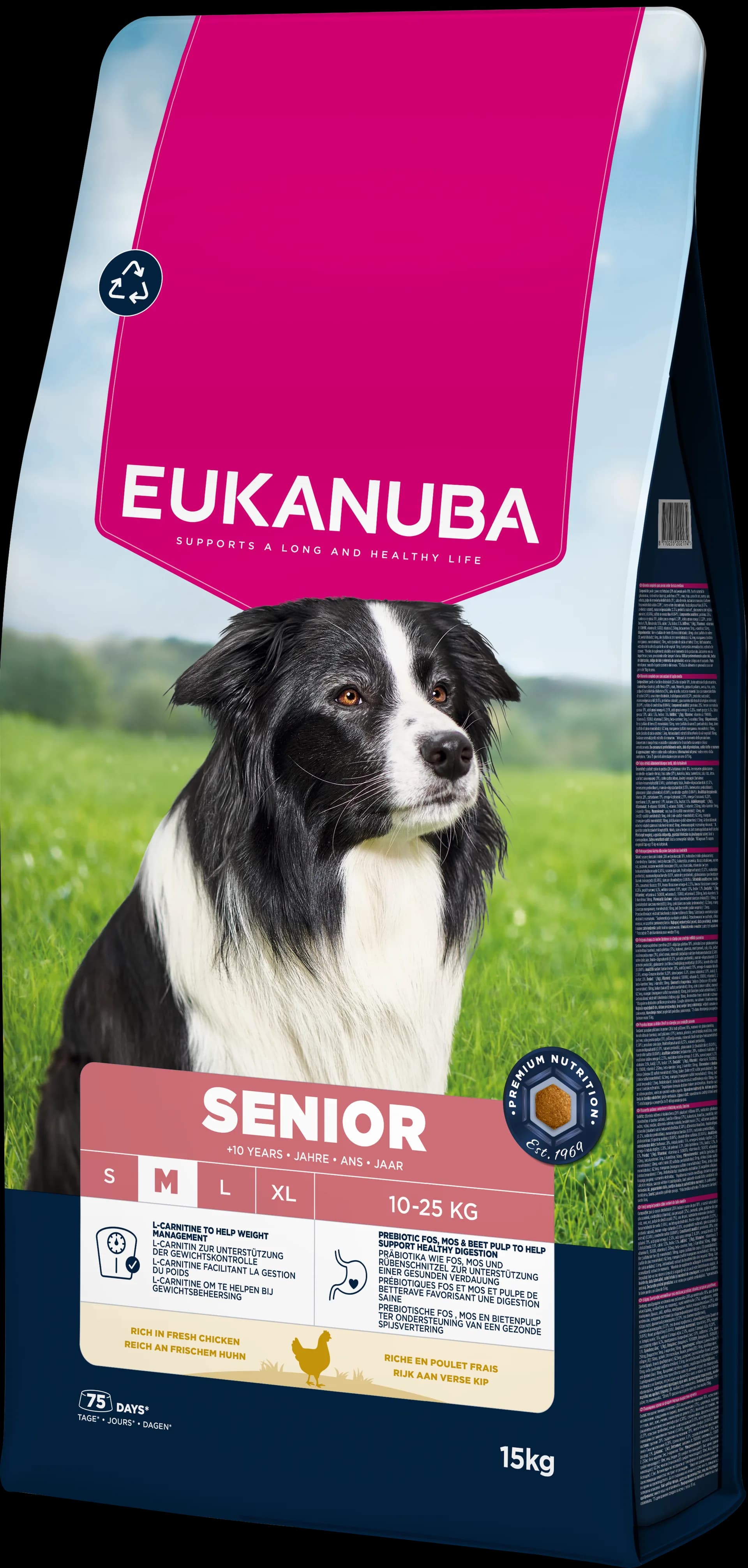 Eukanuba Life Care Senior Medium Breed karma sucha ze świeżym kurczakiem dla starszych psów średnich ras – 15 kg