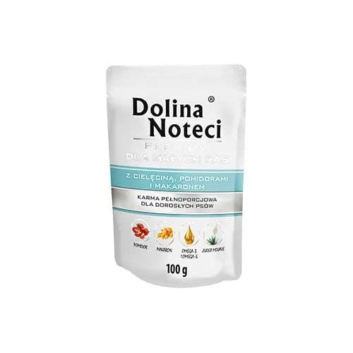 Dolina Noteci saszetka premium dla psa, małe rasy, cielęcina, pomidory i makaron 100 g