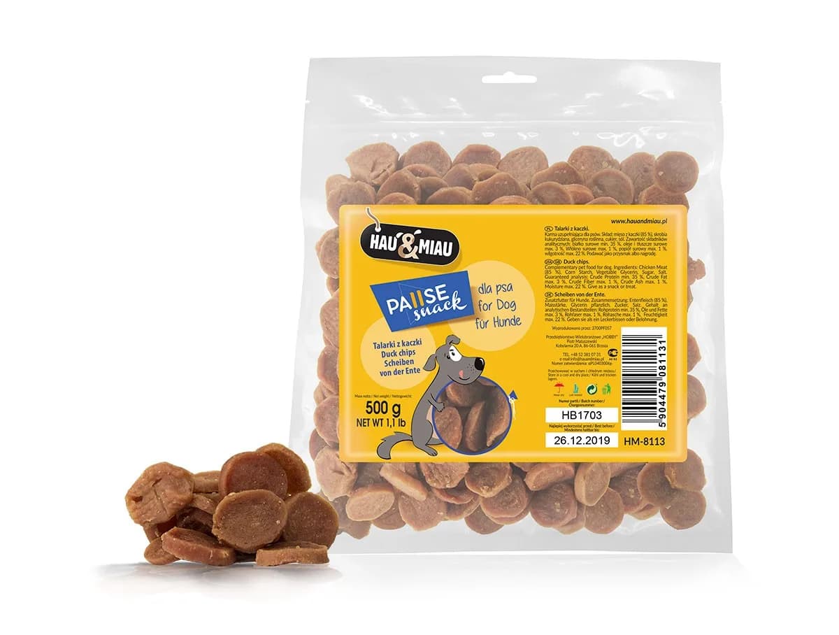 Hau&Miau Pausesnack przysmak dla psów talarki z kaczki 500 g