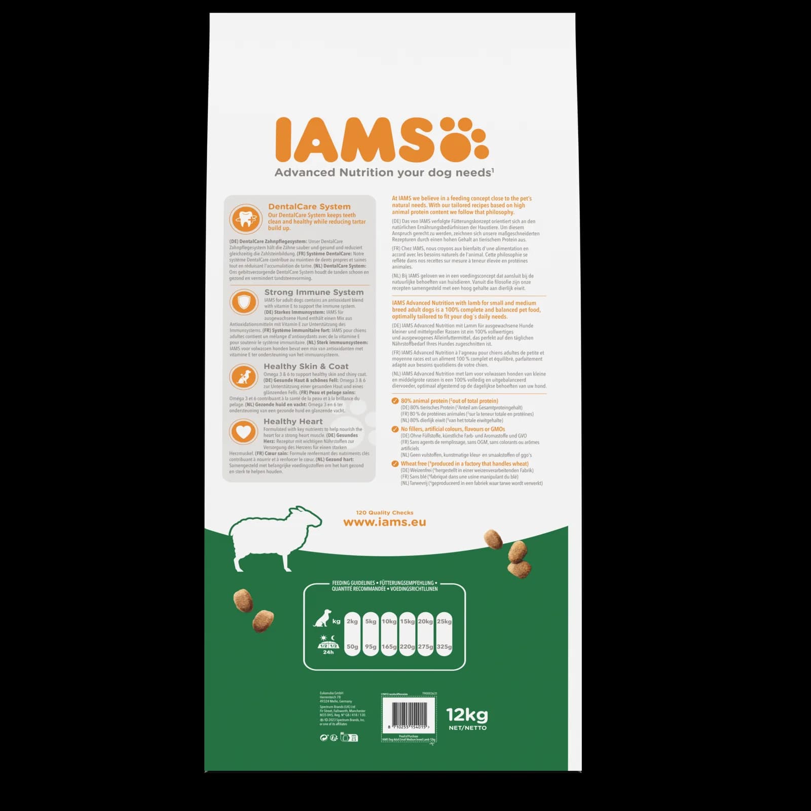 Iams For Vitality sucha karma w granulkach dla dorosłych psów ras małych i średnich, z jagnięciną – 3 kg