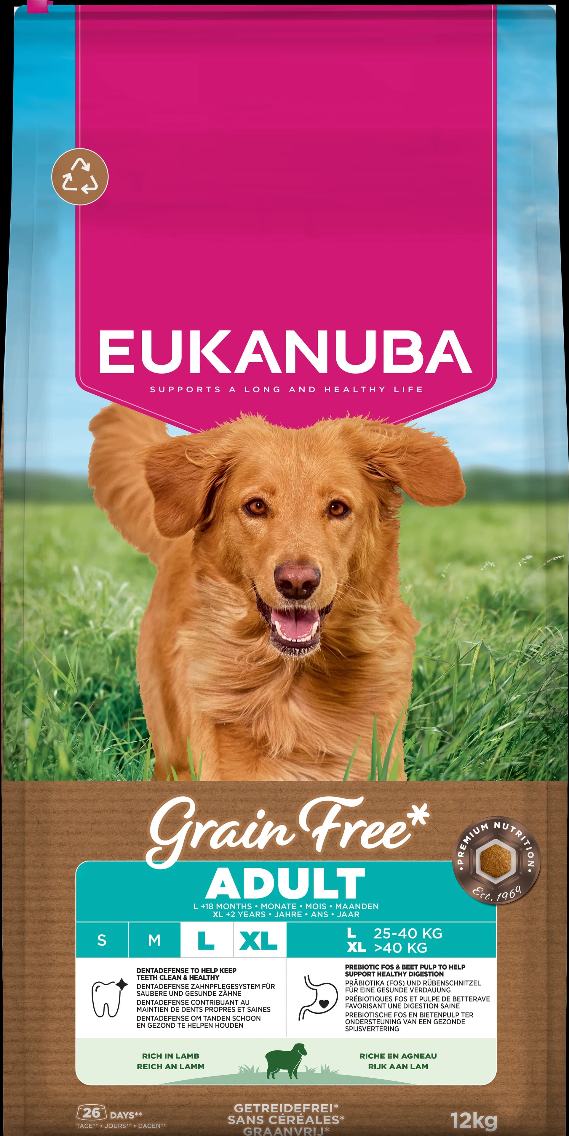 Eukanuba Grain Free Sucha karma dla psa dorosły duże rasy jagnięcina 12 kg