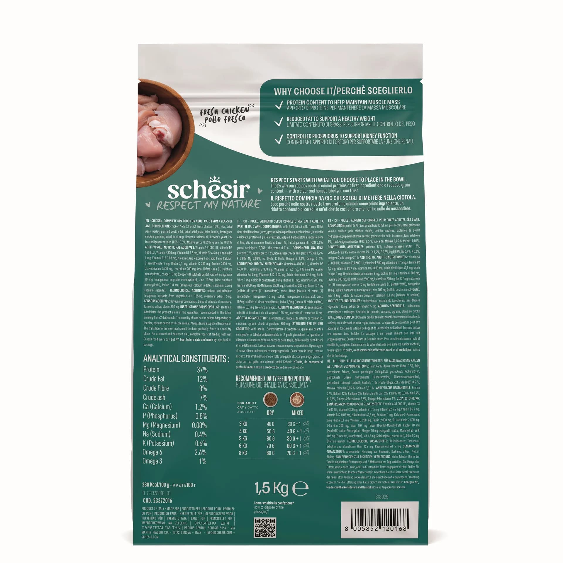 Schesir Animal Monoprotein Formula Nutriage 7+ karma sucha dla kotów pow. 7 roku życia kurczak – 15 kg
