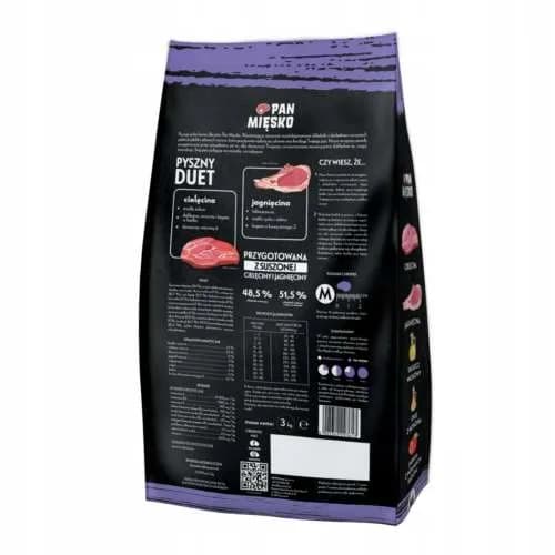 Pan Mięsko Karma sucha dla psa cielęcina z jagnięciną senior M – 3 kg