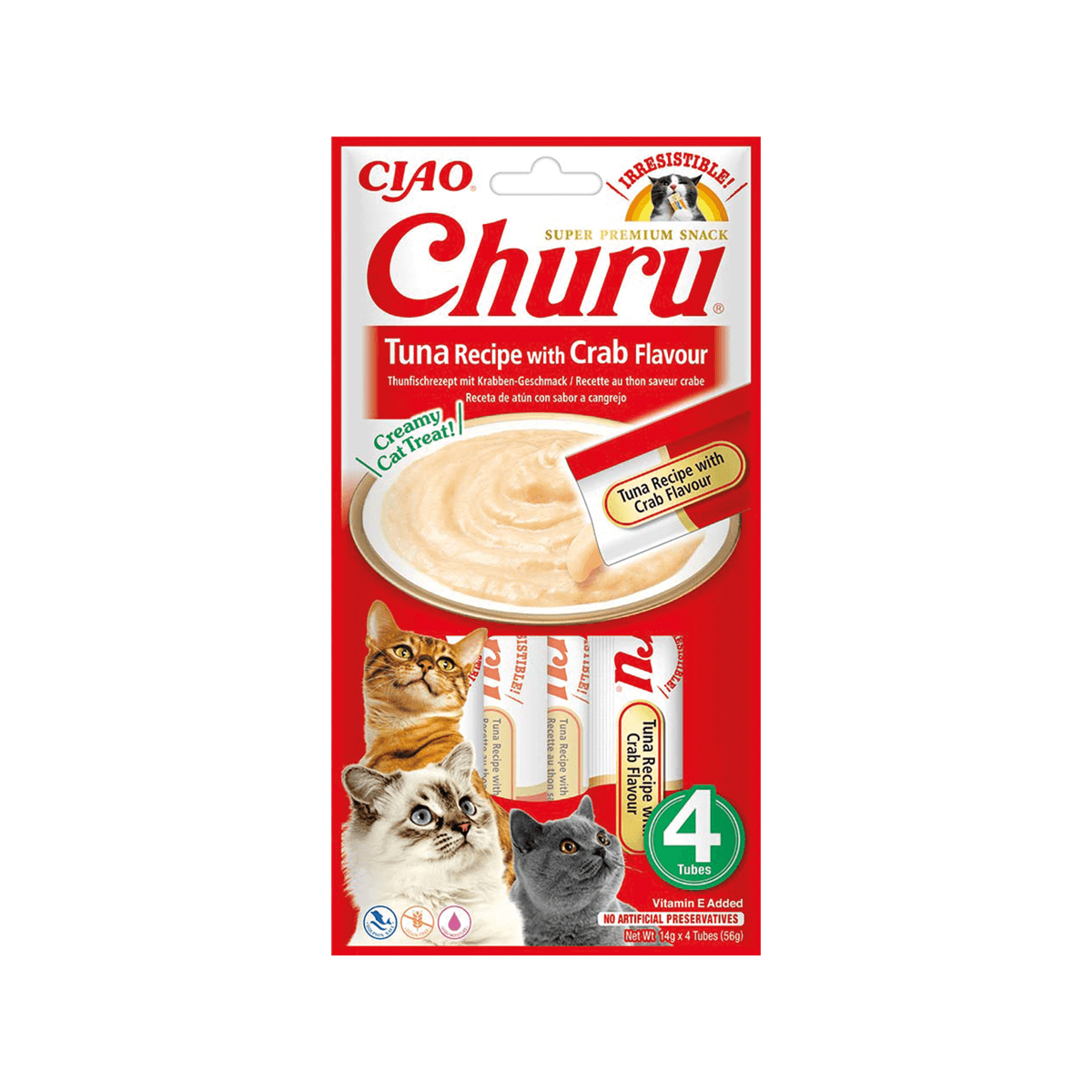 INABA Cat Churu Tuna With Crab Flavour przysmak dla kotów 4 × 14 g