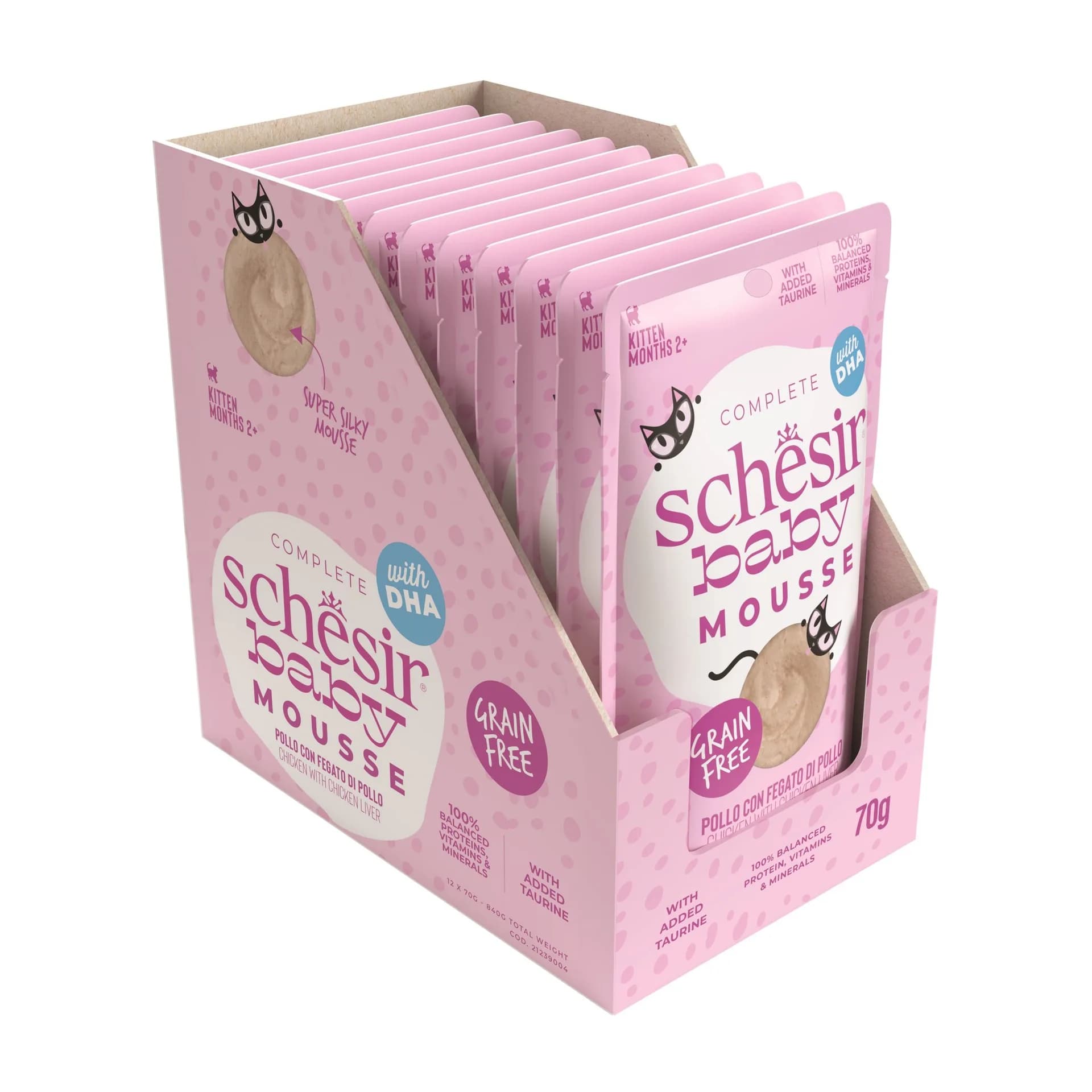 Schesir Baby Mousse karma mokra dla kociąt kurczak z wątróbką 70 g
