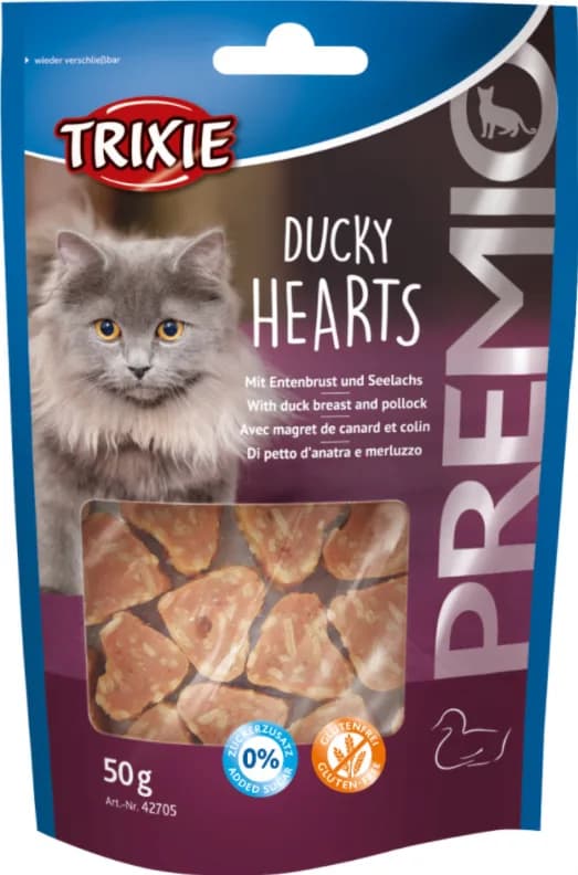 Trixie Premio Hearts przysmak dla kota serca piersi z kaczki i ryby 50 g