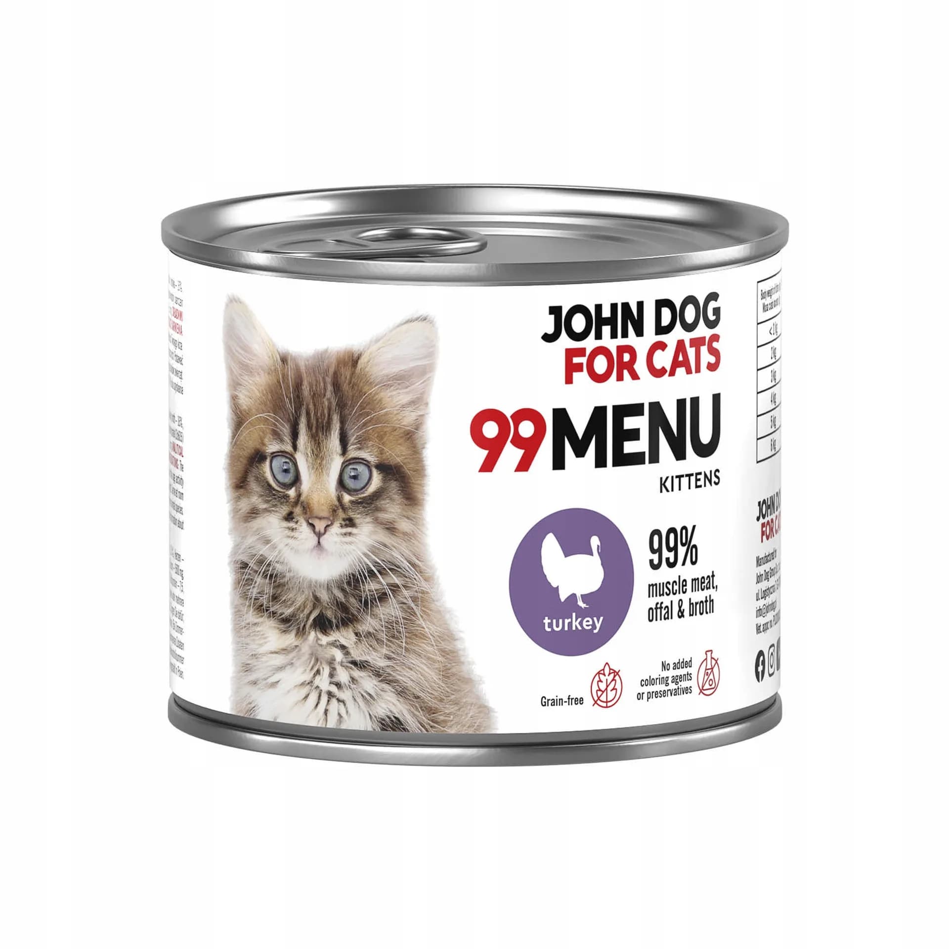 John Dog for Cats Karma mokra dla kociąt 99 Menu Indyk