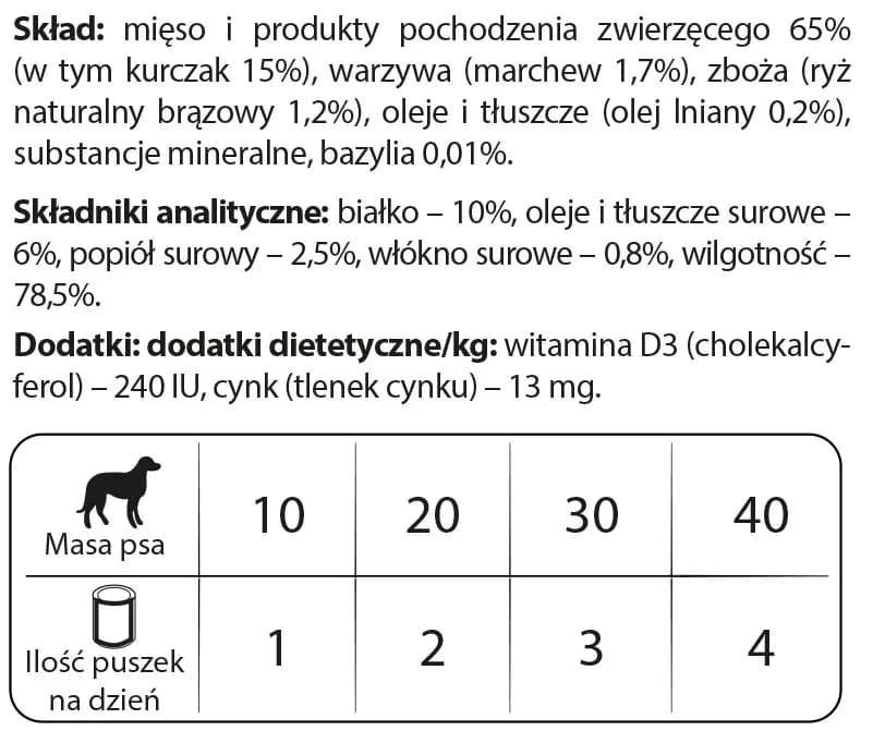 Dolina Noteci Premium bogata w kurczaka dla psa – 800 g